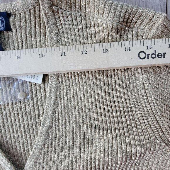 Venezia Jeans Womens Gold Ribbed Cardigan Sweater Size 22/24 NWT - Picture 9 of 13